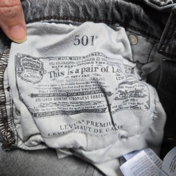 Levi's Premium 501 Denim Shorts in Trashed Black (gray) Wash - Picture 7 of 10